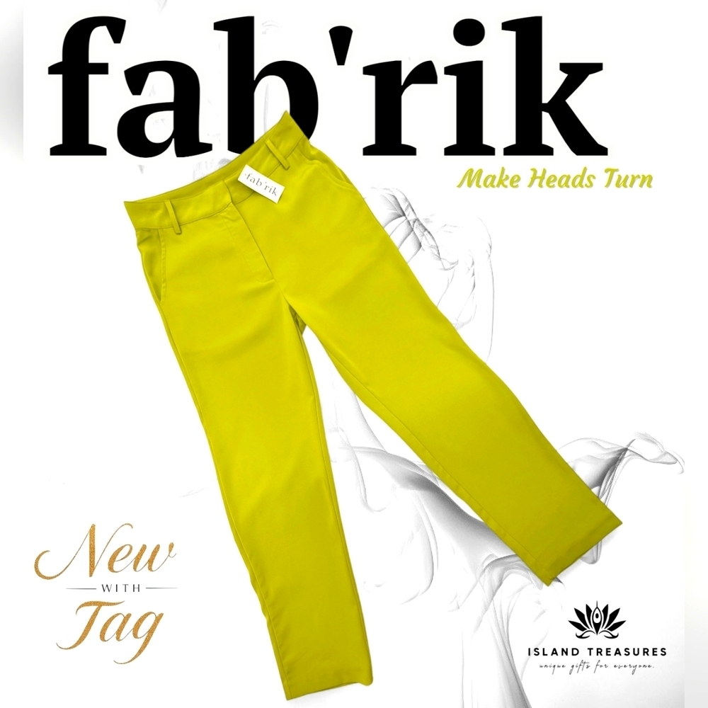 NWT fab'rik Lyra High Waist Tailored Women Pants Sz Small Lime Green